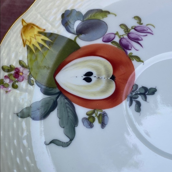 Herend Handpainted fruit and flora large tea cup and saucer plate. Antique - Picture 9 of 16